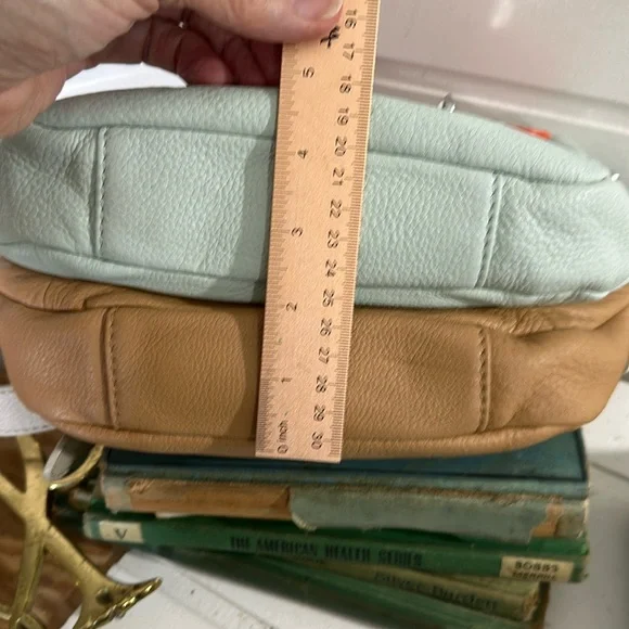 orYANY leather crossbody bag/tan-blue-gray-orange new w/o tags - Picture 4 of 9